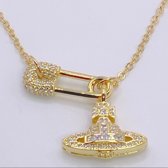 Sold out Vivienne Westwood chain & safety pin pendant necklace - Picture 2 of 5